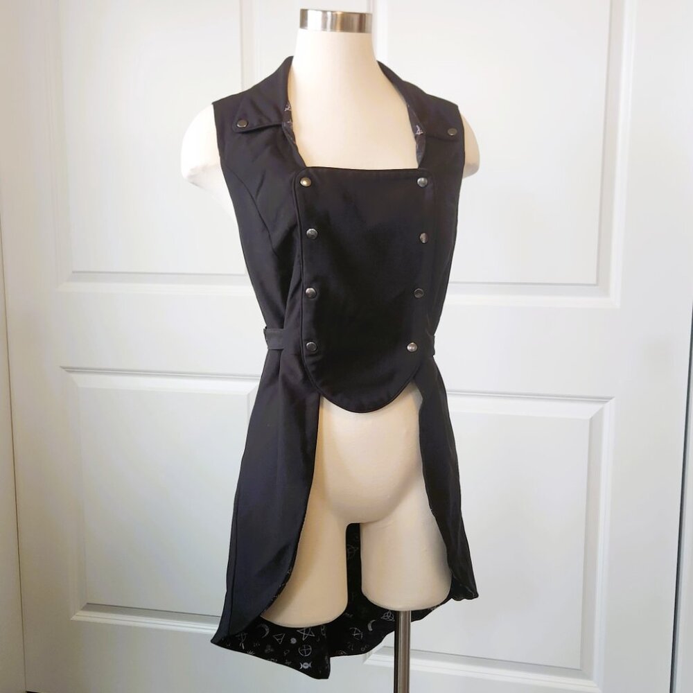 Hot Topic Snap-Front Long Vest Black Size XL Womens